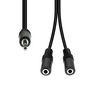 ProXtend Mini-Jack 3-Pin to 2x 2-Pin Cable M-F Black 20cm
