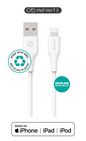 eSTUFF INFINITE Super Soft USB-A to Lightning Cable to Cable MFI 1m White - 100% Recycled Plastic