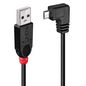 Lindy 1m USB 2.0 Type A to Micro-B Cable, 90 Degree Right Angle