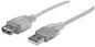 Manhattan USB 2.0 Extension Cable, USB-A to USB-A, Male to Female, 4.5m, Translucent Silver, Polybag