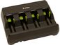 Zebra 4-slot battery charger f/3600 series battery. No cables included. Order power supply, DC line cord and AC line cord separately.