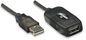 Manhattan USB 2.0 Active Extension Cable, USB-A to USB-A, Male to Female, 10m, Daisy-Chainable, Built In Repeater, Black, Blister