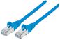 Intellinet Network Patch Cable, Cat6, 30m, Blue, Copper, S/FTP (cable foiled/twisted pair - all three pairs wrapped in braid shield), LSOH / LSZH (Low Smoke, no Halogen), PVC, RJ45 Male to RJ45 Male, Gold Plated Contacts, Snagless, Booted