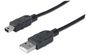 Manhattan USB 2.0 Cable, USB-A to Mini-B, Male to Male, 1.8m, Black, Polybag