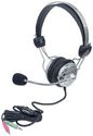 Manhattan Stereo Headset, Easily adjustable with flexible microphone boom, Comfortable padded ear cushions, two 3.5mm plugs, Silver/Black, Silver/Black